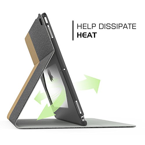 MoKo Hülle für Neu iPad Pro 12.9 2017 – Stoßfest Ledertasche Schutzhülle mit Auto Sleep/Wake up Funktion, Standfunktion und PC Bumper für Apple New iPad Pro 12.9 Zoll 2017 & 2015 Tablet, Dunkel Grau/Hellblau - 3