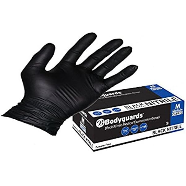 bodyguard black nitrile gloves medium