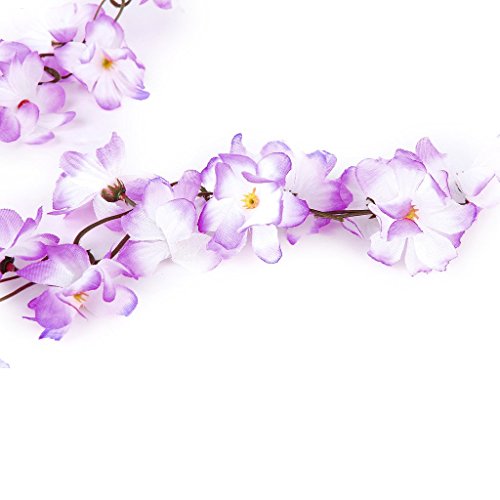 SODIAL(R) 2x Kuenstliche Azalee Girlande Blume Rebe Hochzeits Garten Dekoration lila - 4