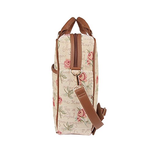 Signare Tapisserie Aktentasche fuer Damen geeignet als modische Laptoptasche bis 15 6   im Stil Pinke Rose