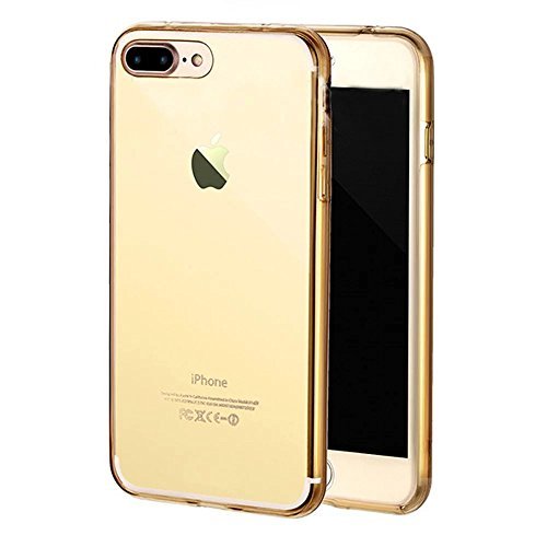 Vandot para iPhone 7 Plus  iPhone 8Plus Ultra Thin Smart Cover 360    Grados Carcasa Delantera y Trasera Cristal Full Body Funda Protectora de TPU Dos Piezas Transparente Cubierta de la Caja del parachoques para iPhone 7 Plus   iPhone 8 Plus 5 5  2017 Smartphone  Oro Dorado en Cuerpo Completo Protecci  n