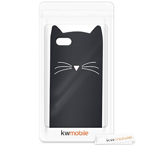 kwmobile Funda para Apple iPhone SE   5   5S - Carcasa Protectora de  Silicona  y dise  o con Gato - Cover  Trasero  de m  vil