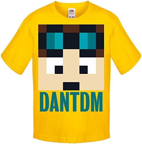 One Stop Kids Dan TDM Or Stampy Cat Short Sleeve T-Shirt Boys Girls Unisex Top (5-6 Years, DanTDM Yellow)