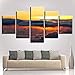 Produktbild Print Malerei Sunset Clouds Canvas 5 Stücke Wandkunst Malerei für Wohnzimmer Schlafzimmer Büro Bar Dekoration Mordern Bilder Dekor Kunstwerk Ohne Rahmen, 150x80 cm