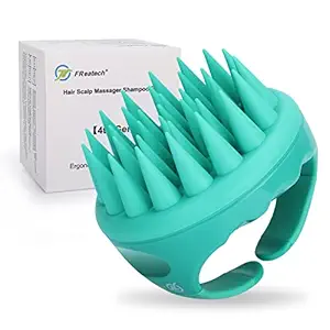 FREATECH Hair Scalp Massager Shampoo Brush with Long & Soft Silicone Bristles for Scalp Care, Gentle Scrub to Exfoliate, Intensive Massage to Relax The Head, Dandruff Removal and Hair Growth, Green