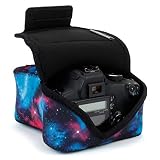 NEOPRENO MUY RESISTENTE de 6mm flexible, lavable y muy ligero. Superficie con almohadillas reforzadas para absorber los impactos. Forro interior suave para que tu pantalla LCD no se raye. Cierre con velcro para un acceso rápido a tu cámara.