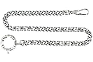 Hermann Jäckle Taschenuhrkette KM1 Messing vernickelt Silberfarben 30 cm | Made in Germany