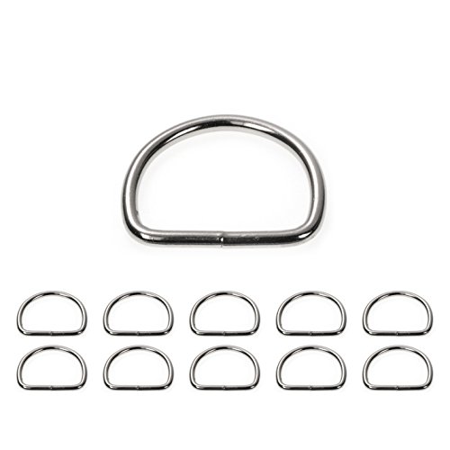 10er Set D Ring aus Edelstahl, Abmessungen 35mm x 28mm, Materialstärke 3mm, nichtrostend, Ideal in Verbindung mit Paracord 550 zu verarbeiten, geschweißter Stahl, Farbe Edelstahl silber, Marke Ganzoo