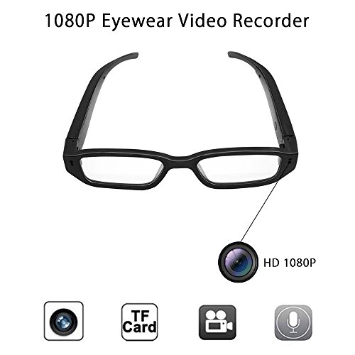 Anviker Full HD 1080p Mini cámara espía cámara oculta,gafas de vigilancia portátiles con 5Mega Pixeles-Eyewear Grabadora de vídeo videocámara DV grabadora de voz+16GB tarjeta de memoria.