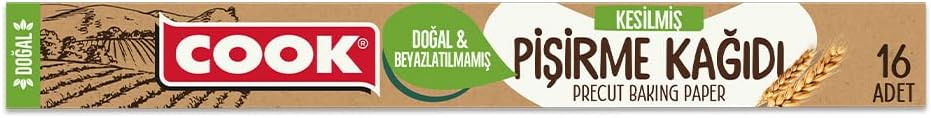 Cook Kesilmiş Doğal Pişirme Kağıdı, 37 x 42 cm, 16 Yaprak