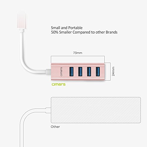 OMARS USB C Hub auf 4 Port USB 3.0 Type C Hub für New Macbook, Macbook Pro 2016, Google ChromeBook Pixel 2015, usw. - 3