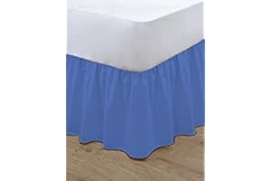 Gold Star Bedding Plain Dyed Poly Cotton Soft Frilled Base Valance Sheets Bed Sheets Covers (Mid Blue, Single)