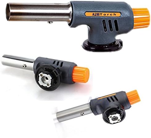 Blow Torch + Butane Gas Cans Flamethrower One Touch Auto Ignition Soldering BBQ (Blow Torch Only)