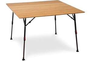 qeedo Quick Kimmy - différentes Tailles - Tables de Camping pour l'extérieur en Aluminium et Bambou, Pliables, réglables en Hauteur, compactes, légères, Stables et Robustes - 2/4 / 6 Personnes