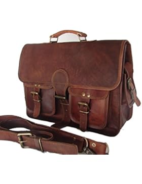 Men's Large Messenger Bag Leather Briefcase Laptop Satchel Office Messenger Bag Large Brown