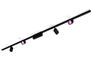 Philips Hue White and Color Ambiance, Perifo, Kit di Illuminazione a Binario, Kit con 4 Faretti, 22.4 W, Nero