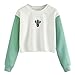 Produktbild Damen Oberteile Herren Mode Frauen Weiß Bauchfrei Oberteile Mädchen Botanik Langarm Sweatshirt Patchwork Wildleder Pullover Festliche Party Bluse Hemd Pulli