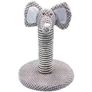 Emily Pets Cat Scratching Post and Tree, Carpeted Natural Sisal Tower Platform,Cat Claw Scratch and Plush Elephant Shaped Crinkle Ear Durable Furniture Scratcher Made for Kitten and Small Cats