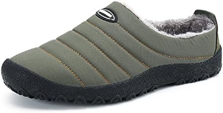 Luckly Grace Unisex Adult Women Men Winter Slip On Slippers Faux Fur Warm Lined Snow Shoes Low Top Closed Fluffy Cotton Shoe Lightweight Anti-Slip Boots (4 UK, Green)