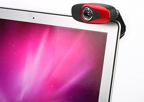 Desktop Webcam, DouLukit 12M Pixels 480P Auto Focus HD Webcam Desktop Camera Laptop Web Cam with Sound Absorption Microphone for Windows 2000 / XP / win7 / win8 / Vista 32bit，Android TV (Red)