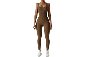 Litthing Monos de Yoga Para Mujer Bodycon de Cuello Cuadrado Sin Manga de Una Pieza Mono Deportivo Sexy Ropa Deportiva Mujer Chándal Conjunto de Gimnasio Ajustado Elástico Acanalados Romper