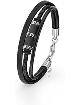 s.Oliver Herren-Armband 20+2 cm Beads Edelstahl Leder 22 cm 2015070