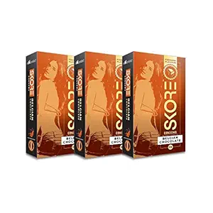 Skore Belgian Chocolate- Premium Condoms -3 Packs (10 pieces per pack), brown