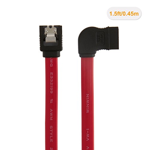 SATA III Kabel, CableCreation [2-Pack] 18-Zoll-SATA III 6.0 Gb S 7-Pin-Buchse auf linken Winkel Female Datenkabel mit Verriegelungslasche , Rot - 2