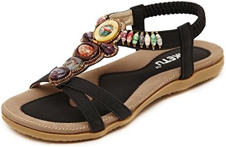 Women's Bohemian Beaded Ankle Strap Sandals