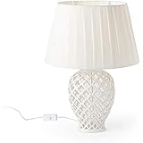 Hervit Lampada Potiche Ovale in Porcellana Traforata 38Cm(H)