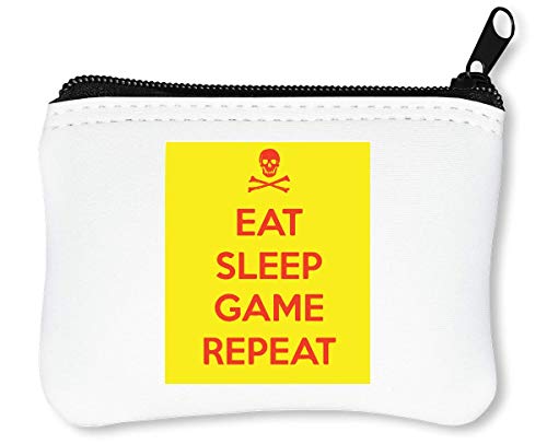 Preisvergleich Produktbild Eat Sleep Game Repeat Skull Reißverschluss-Geldbörse Brieftasche Geldbörse