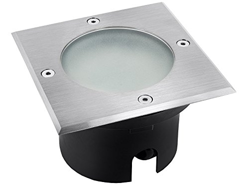 flacher LED-Boden Einbau-Strahler VIROK quadratisch in Edelstahl gebürstet, mit Echt-Glas matt, inkl. GX53 3,5W LED-Leuchtmittel warm-weiß 230V [TOP VORTEILE: hervorragende LICHTQUALITÄT, hoch BELASTBAR, geringe EINBAUTIEFE] - 2