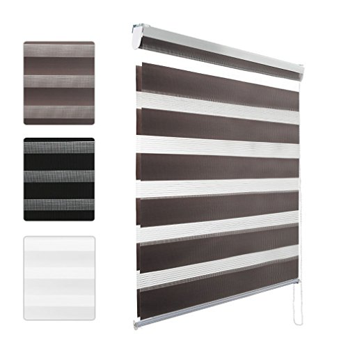 KINLO® Plissee Seitenzugrollo 90x150cm(BreitexLänge) Grau Rollo 100% Polysterswerbe blickdicht Sonnenschutz UV-Schutz doppelrollo klemmfix ohne Bohren lichtdurchlässig und verdunkelnd Duo Rollo für Fenster