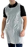 100 X Disposable Aprons White Flat pack Of 100 White Aprons Polythene Aprons