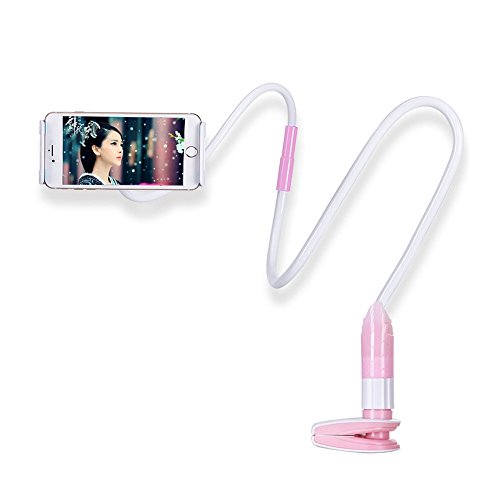 Delmkin Tablet Halterung verstellbar Desktop-Ständer Universal Handy / iPad Schwanenhals Halter 360 ° Drehen Tablet Ständer (Rosa)
