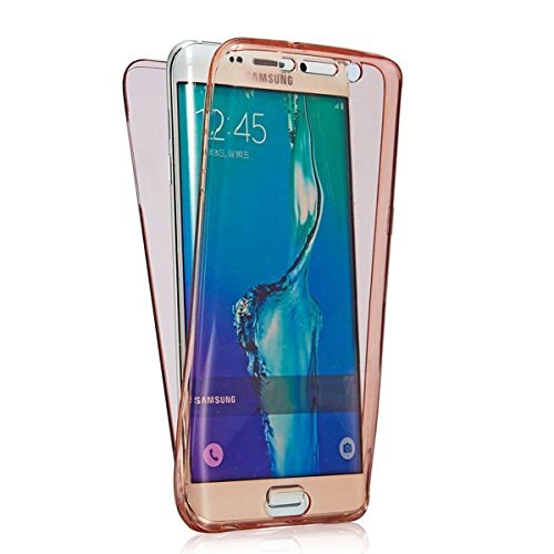 Galaxy S6 Hülle,Silikon Hülle für Samsung S6,Leeook Schön Ultra Dünn 360 Degree Full Body Durchsichtig Transparent Rose Gold Handyhülle Schutzhülle Durchsichtig TPU Crystal Clear Case Backcover Bumper Slimcase Handyhülle Full Cover Case Hülle Cover Tasche Vorderseite + Rückseite beidseitiger Schutz für Samsung Galaxy S6 + 1 x Schwarze Eingabestift-Rose Gold - 2