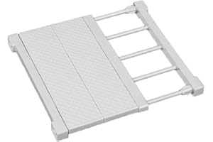 JONASHER Erweiterbare Schrankregal-Trennwände, verstellbare Schrank-Aufbewahrungsregal, Kleiderschrank-Organizer, Spannstangen-Trenner, 34 cm Breite, Weiß