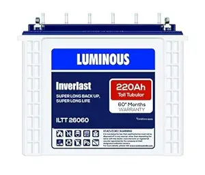 Luminous Tubular Inverlast 220ah Battery - Inverlast ILTT26060 Tall Tubular Battery for Home,Office,white