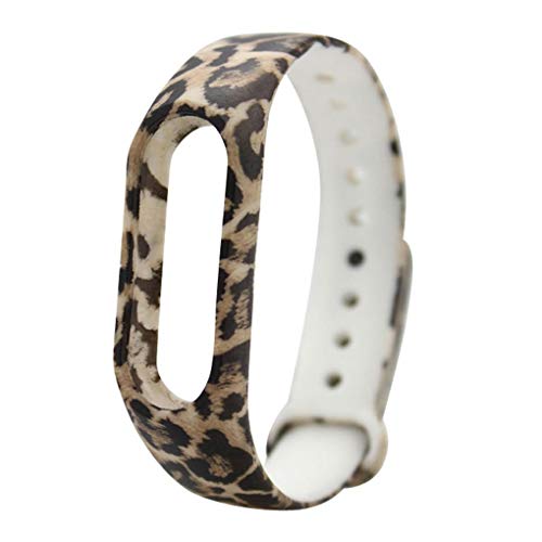 Demino Reemplazo para Xiaomi MiBand2 TPU Pulsera de la Pulsera de la Correa Floral Reemplazar Accesorios Leopardo For Xiaomi Mi Band 2