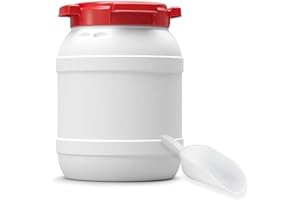 DIE BOX FABRIK Futtertonne für Tierfutter mit Deckel & Schaufel | Große Öffnung | Tierfutterbehälter | Futtercontainer | Futterbox | HDPE | Top-Qualität (6 Liter)