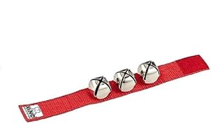 ‎NINO PERCUSSION Nino Percussion Wrist Bell Instrument - Musikinstrument für Kinder ab 4 Jahren - Mit Klettverschluss - Nylon, Rot (NINO961R)