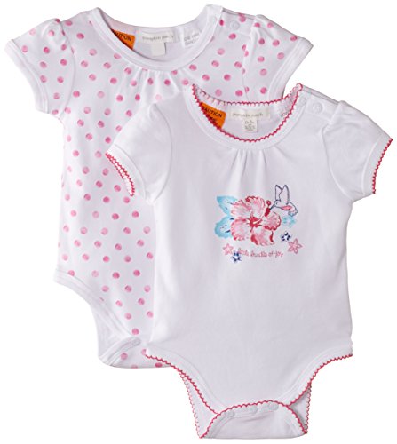 Pumpkin Patch Baby-Girls 2PK Hibiscus Bodysuit, White, 6-9 Months (Manufacturer Size:6-12 Months)