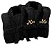 Produktbild Home N Living Bademantel für Damen und Herren, 100% Baumwolle, extra saugfähig, mit Gürtel, für Hochzeit, Jahrestag, Hochzeit, Geschenk, 100% Baumwolle, Black Mr/Mrs, one Size fits All M/L/XL
