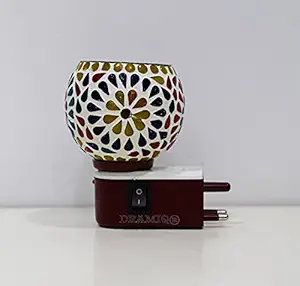 DRAMIQ Beautiful Ceramic Kapoor Dani/Aroma Diffuser Cum Night Lamp Essential Oil Diffuser Made in India Electrical Camphor Burner for Fragrance On-Off Switch for Heating