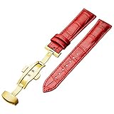 bonstrap Uhrenarmband-Bügel Ersatz 18mm Kalbsleder rot Lederuhr Armband für Herren