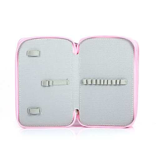 Yosoo Oxford Mehrschicht Stiftemappe für 72 Buntstifte make-up Pinsel Tasche Pencil Organizer Pen Tasche stationäre Stiftetasche mit großer Kapazität (Rosa) - 6