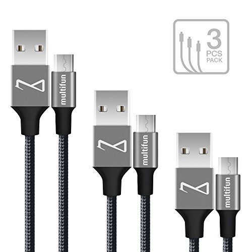 [3 Pack: 30cm/180cm/300cm]Version Micro USB auf USB Kabel[ Lebenslange Garantieserie],multifun High Speed USB 2.0 A Stecker Datenkabel Extra Langes Nylon Braided Anschlusskabel auf Micro B für Android Samsung HTC Motorola Nokia LG HP Sony Blackberry und mehr