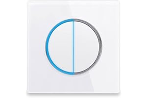 WALLPOINT Circle 1/2/3/4 gang 2 way Push Button Wall Light Switch Glass Frame Light LED Indicator (white 2 gang 2 way)