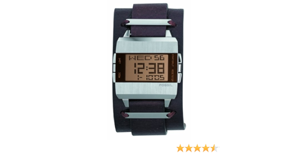 Fossil JR9120 Gents Brown Leather Cuff Watch with Digital Dial :  Amazon.co.uk: Watches
