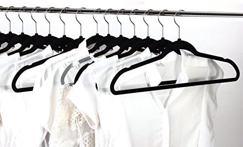 Jeronic 50 Pack Black Velvet Hangers Clothes Hangers Velvet Hanger Clothing Hangers Clothes Hanger Suit Hanger Ultra Thin No Slip for Shirts, Suit and Dresses by Jeronic
